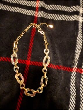 LOFT Gold and Tortoiseshell-Link Statement Necklace